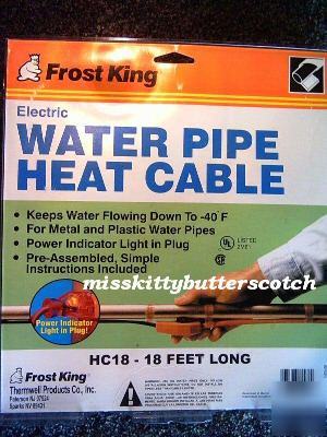 New ~ frost king ~ water pipe heat cable ~ 18 feet ~new