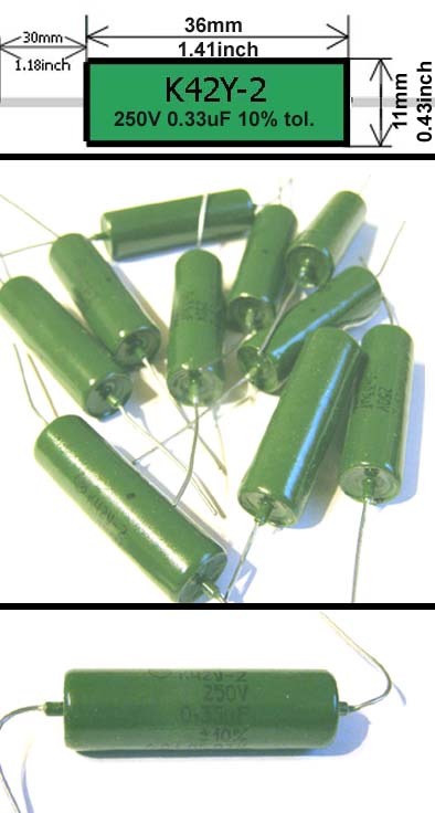 20 x 0,33UF 250V pio K42Y-2 capacitors 0,33 uf 250 v