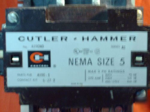 Cutler-hammer nema size 5 A10GN0 motor starter SERIESA1