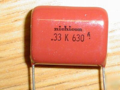 New 25 nichicon mylar 630V .33UF radial capacitors 