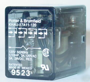 Potter & brumfield khau-17A11-120 120VAC silver relay
