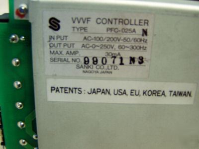 Sanki vvvf power supply m/n: pfc-025A - used