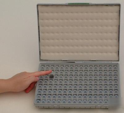 128 cells individually lidded enclosure for smd parts
