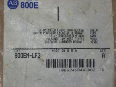 Allen bradley flush push button (green) 800EM-LF3