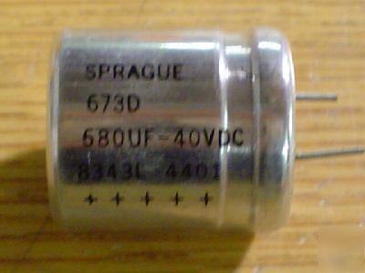 New 25 sprague 40V 680UF radial capacitors 