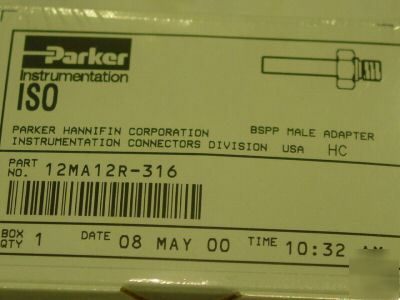 Parker stainless bspp male adapter p/n 12MA12R-316 