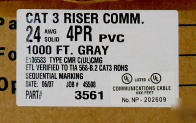 Category 3 pvc cmr CAT3 comtran cat 3 gray 1000FT