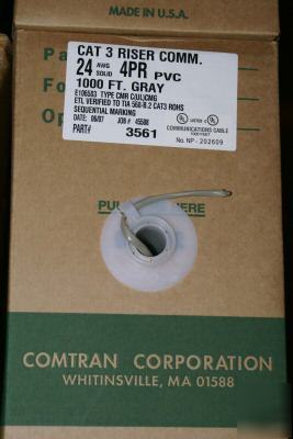 Category 3 pvc cmr CAT3 comtran cat 3 gray 1000FT