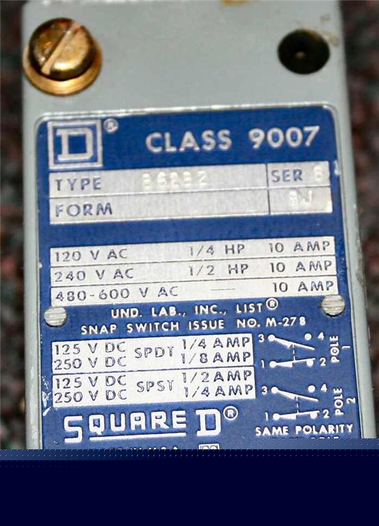 Square d class 9007 limit switch ser b lever type B62B2