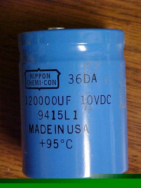 Capacitor chemi-con 36DA 120,000 uf 10VDC,