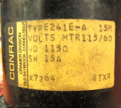 Cramer conrac 10003 15 minute timer 241E-a 115 v used