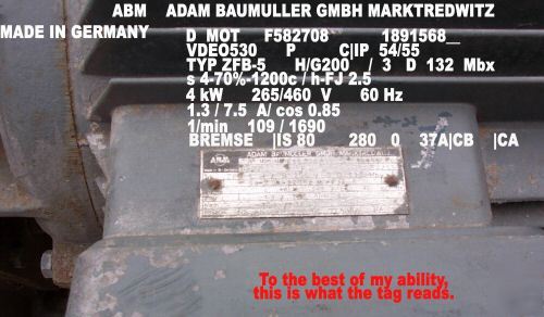 German quality electric gear motor 480 volt with brake