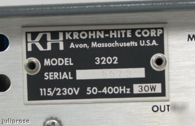 Kronh-hite model 3202R dual channel tunable filter