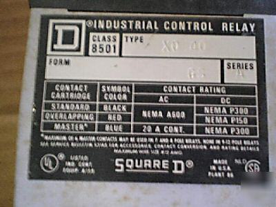 Square d industrial control relay, 20 amp continuous