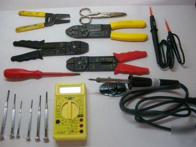 Electricians tool lot w/tool box multimeter/strippers