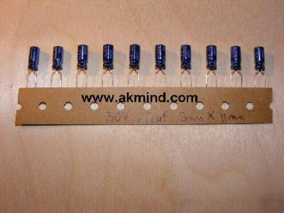 10 pack 50V .47UF radial electrolytic capacitors