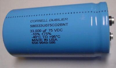 New 2 cde 75V 33000UF computer grade bus capacitors 