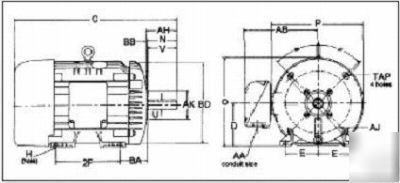 Siemens 15 / 3.7HP 2 speed elec motor 1LA9256-1YK70-1VT