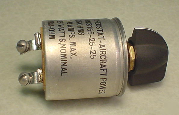 Tru-ohm rheostat-aircraft power 25 ohm 1 amp nos