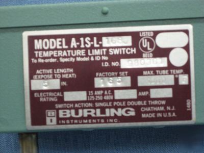 Burling 4 temperature limit switches a-1S-l-168 980361