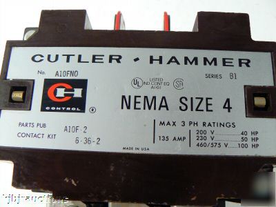 Cutler hammer A10NFO nema 4 motor starter 135 a 100 hp