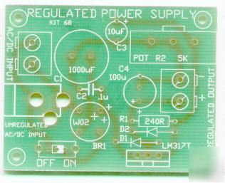 Variable regulated power supply kit, 1.5-30V 1.5A, K68
