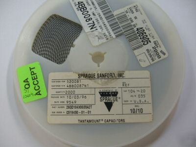 2000PCS p/n 293D104X0035A2T ; tant cap, 0.1UF 35V 20% a