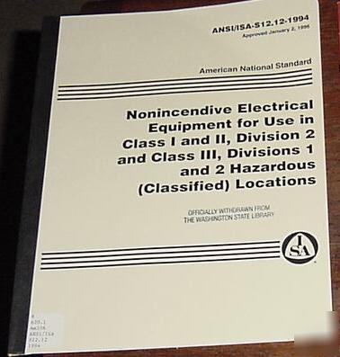 Ansi/isa nonincendive electrical equipment hazardous 