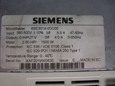 Siemens simovert micro master