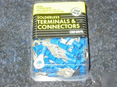 100 count blue ring terminals 16-14 gauge 1/4