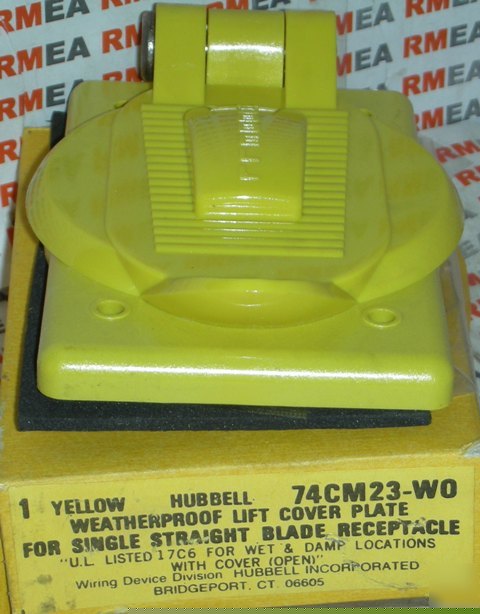 New hubbell 74CM23-W0 rainproof receptacle cover yellow 