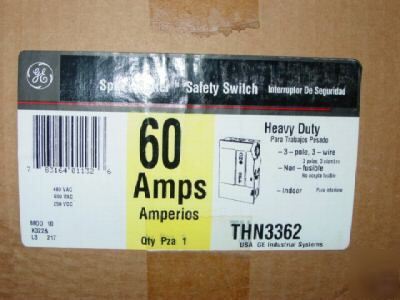 New ge 60 amp/ 600 vac safety switch THN3362 * *