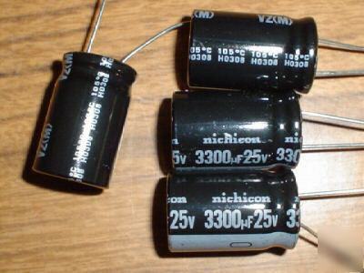 New 25PCS 25V 3300UF nichicon hi temp radial capacitors 