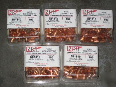 500 nsi SB1810 solid copper 18-10AWG crimp sleeve wire