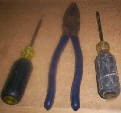 Electrician's starter tools - pliers & 2 screwdrivers