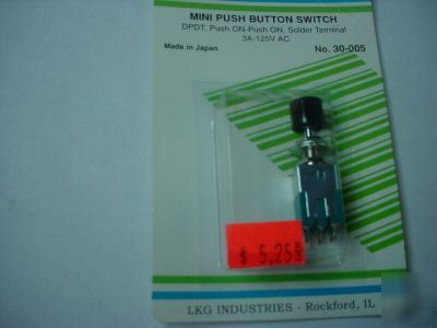 Mini push button switch, dpdt, ( qty 3 ea )