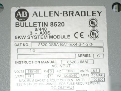 Allen bradley 3 axis system module 8520-3S5A-bat-EX4