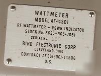 Bird model 43 01 thruline rf wattmeter 