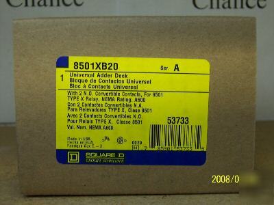 New in box 8501XB20 square d adder deck a-248
