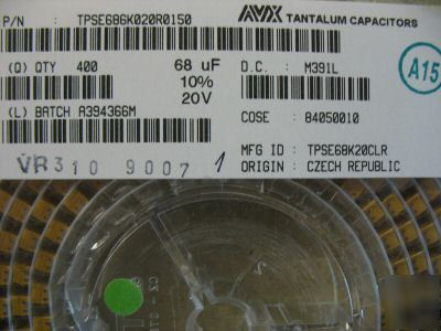 ***avx smt 68Âµf 20V tantalum caps 400 pcs***