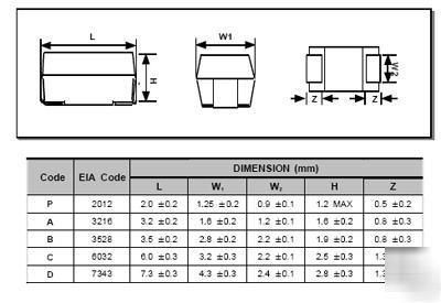 Vishay 10UF 10V 20% 1206 tantalum capacitors 2,000 pc