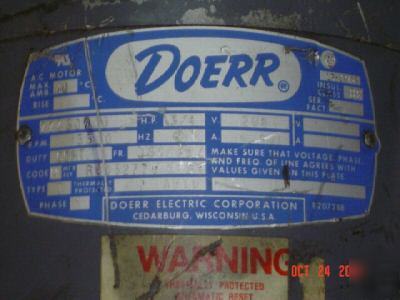 Doerr 3/4 hp 209 volt electric motor 