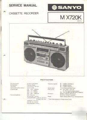 Sanyo original service manual cassette recorder MX720K