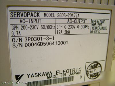 Yaskawa servopack servo drive sgds-20A72A