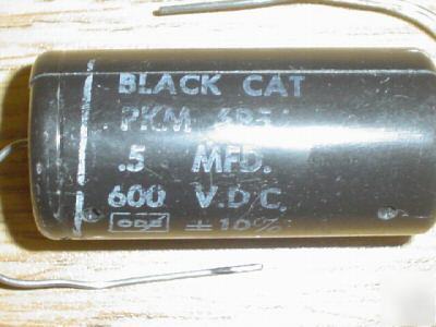 3 cde 600V 0.5UF hi volt axial capacitors black cat