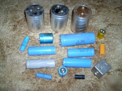 16 capacitors various sizes and voltages 