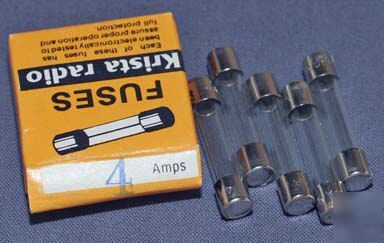 Box of 5 nos fuse s 4 amp fast acting 3AG 1 1/4 x 1/4