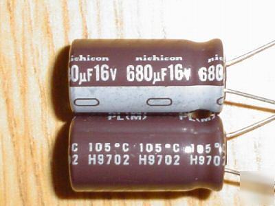200PC 16V 680UF nichicon radial capacitors low esr 105C