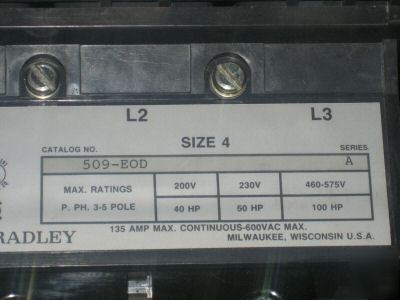 Allen bradley 509-eod size 4 starter series a