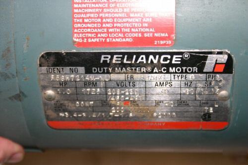 Reliance elect motor, s 2000 w/ dodge brake 1HP.